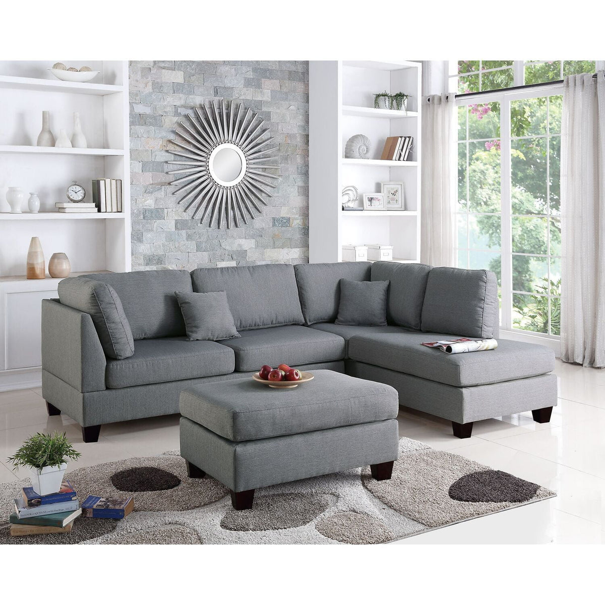 Reversible Sectional Sofa Set with Ottoman C6293