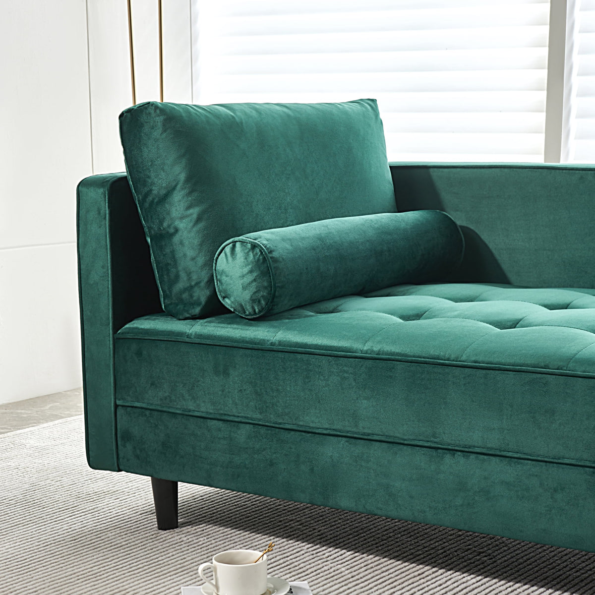 64" Green Velvet Chaise Q57607