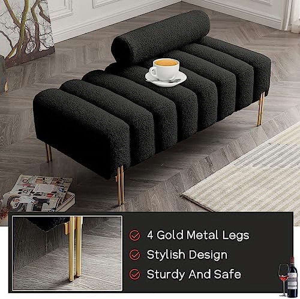 53.2" Modern Loveseat Sofa Couch Upholstered Accent Sofa with Golden Legs and Adjustable Backrest Small Teddy Fleece Couches K576