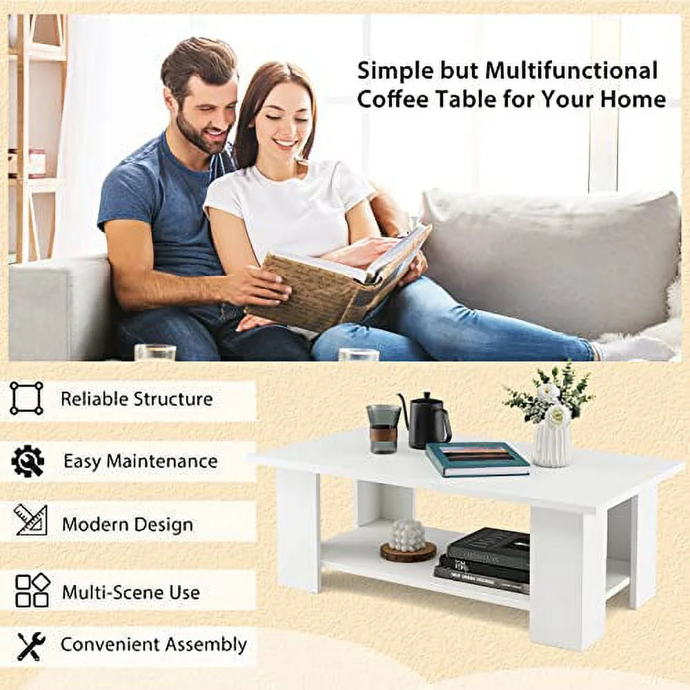 White Coffee Table with Storage U144531
