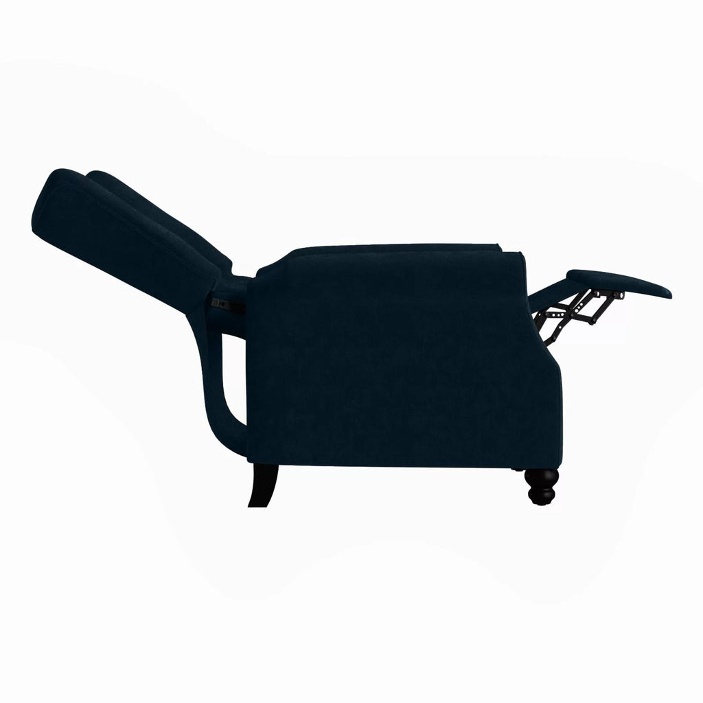 Navy Blue Velvet Push Back Recliner Q890