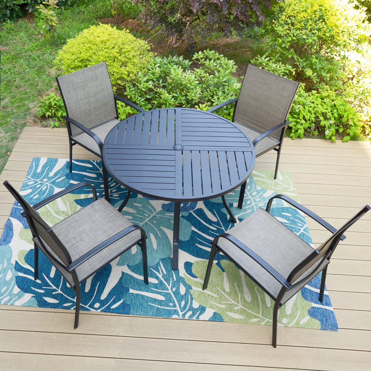 Set of 4 Outdoor Patio Dining Chairs Steel Textilene J70100