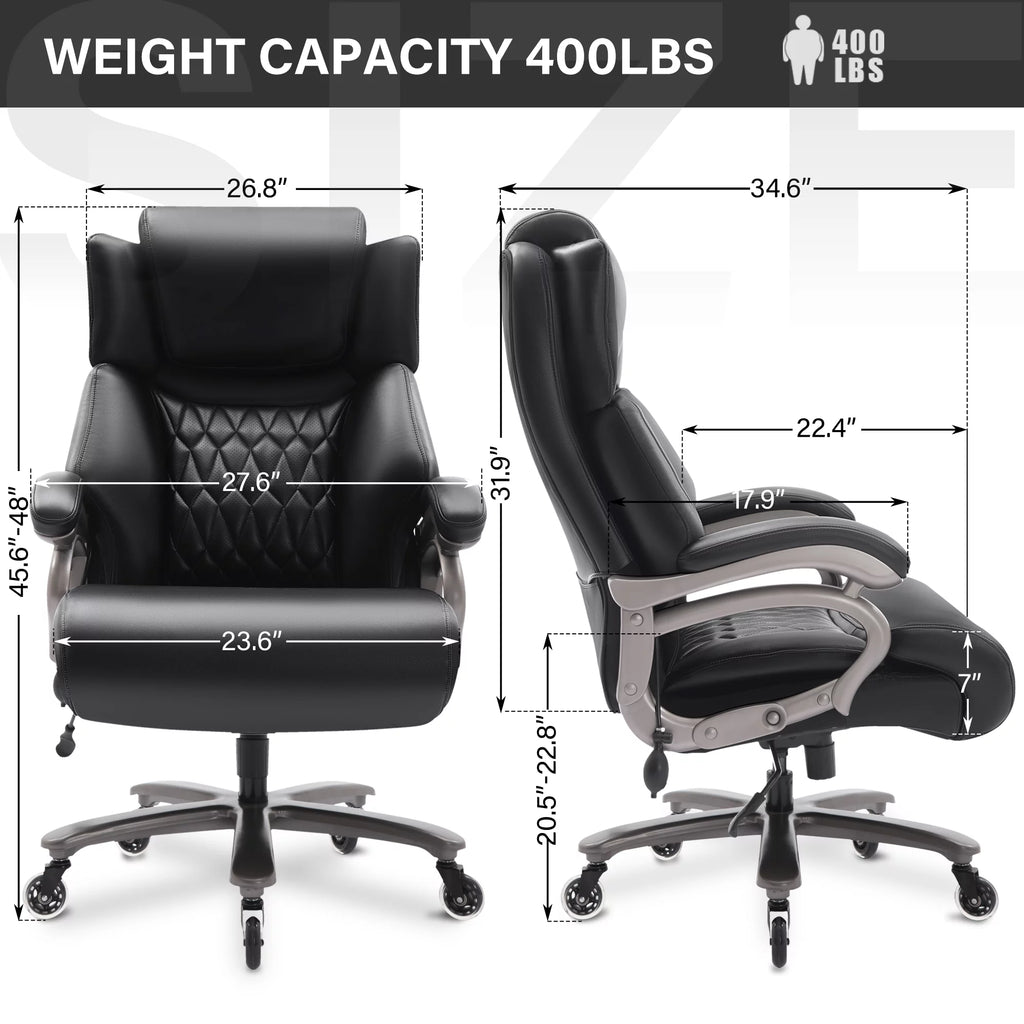 Big and Tall Ergonomic High Back Leather Office Chair 400lbs Z65389