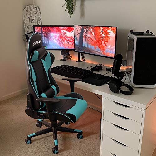 White Ergonomic Leather Gaming Chair with Headrest and Lumbar Support X229