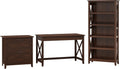 54W Computer Desk with Storage, 2 Drawer File Cabinet and 5 Shelf Bookcase H41009