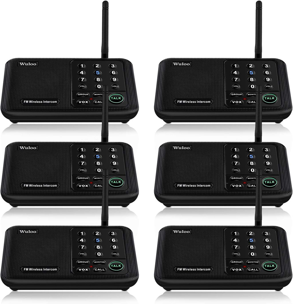 Wireless Intercom System 5280 Feet Range 10 Channel 4 Packs Black Q57281