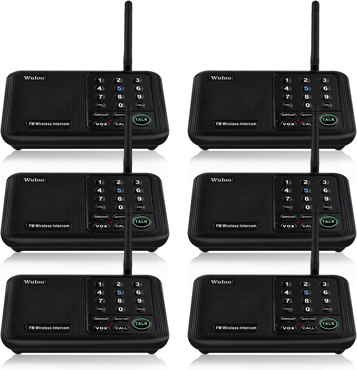 Wireless Intercom System 5280 Feet Range 10 Channel 4 Packs Black Q57281