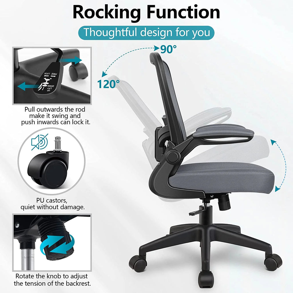 Grey Ergonomic Mesh Office Chair with Lumbar Support B808