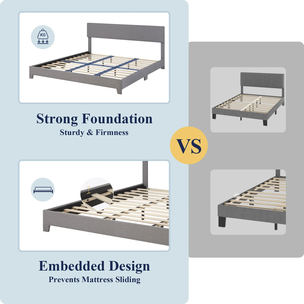 Queen Size Platform Bed with Adjustable Leather Headboard I2100