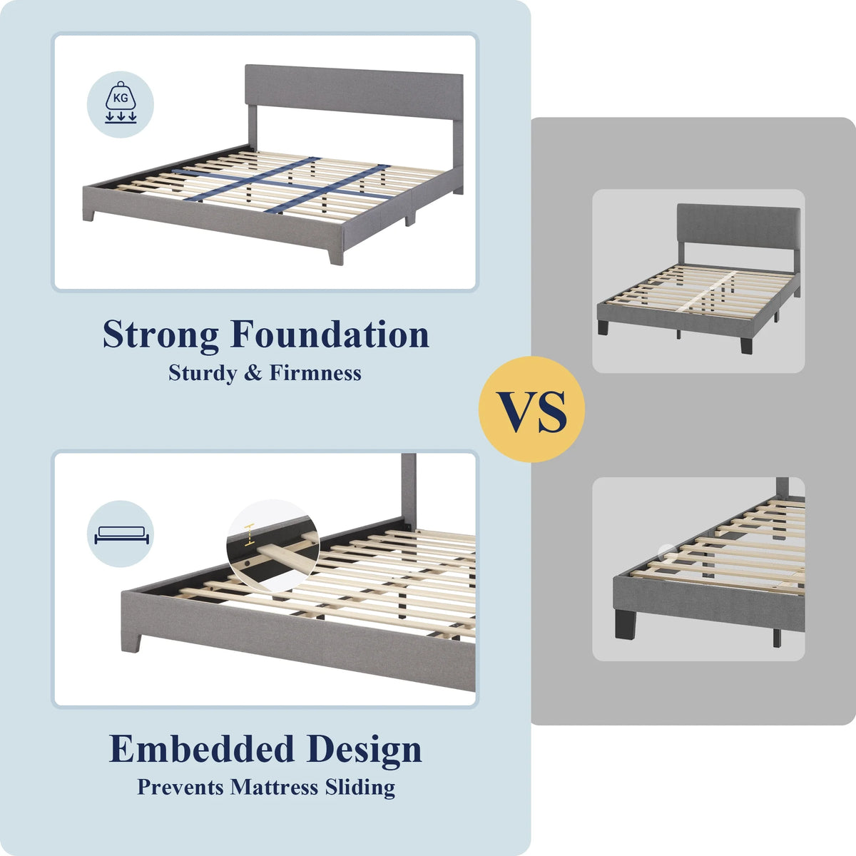 Queen Size Platform Bed with Adjustable Leather Headboard I2100