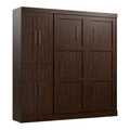 Chocolate Engineered Wood Full Murphy Bed with Closet Organizer C6949