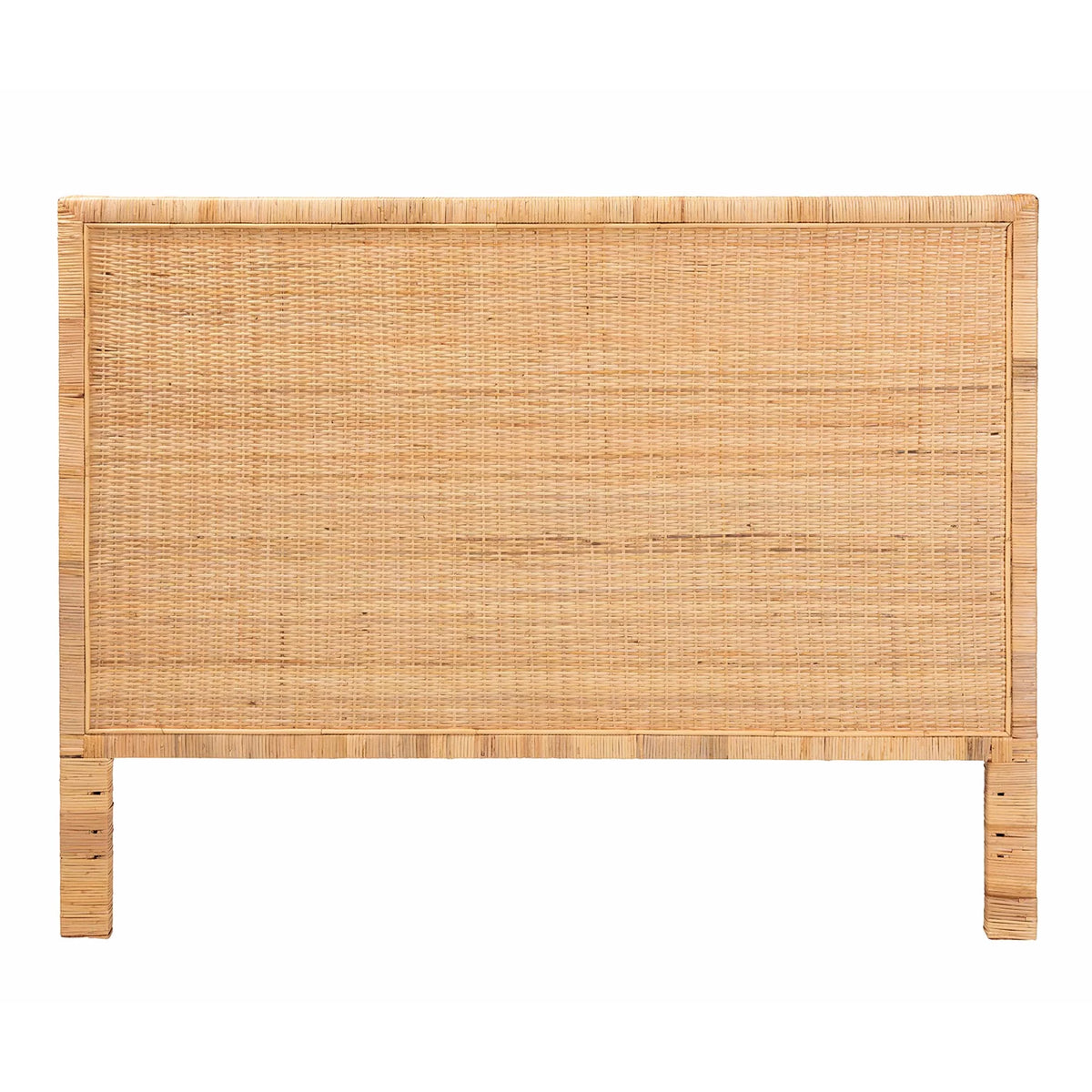 Natural Brown Rattan and Mahogany Wood King Size Headboard D17414