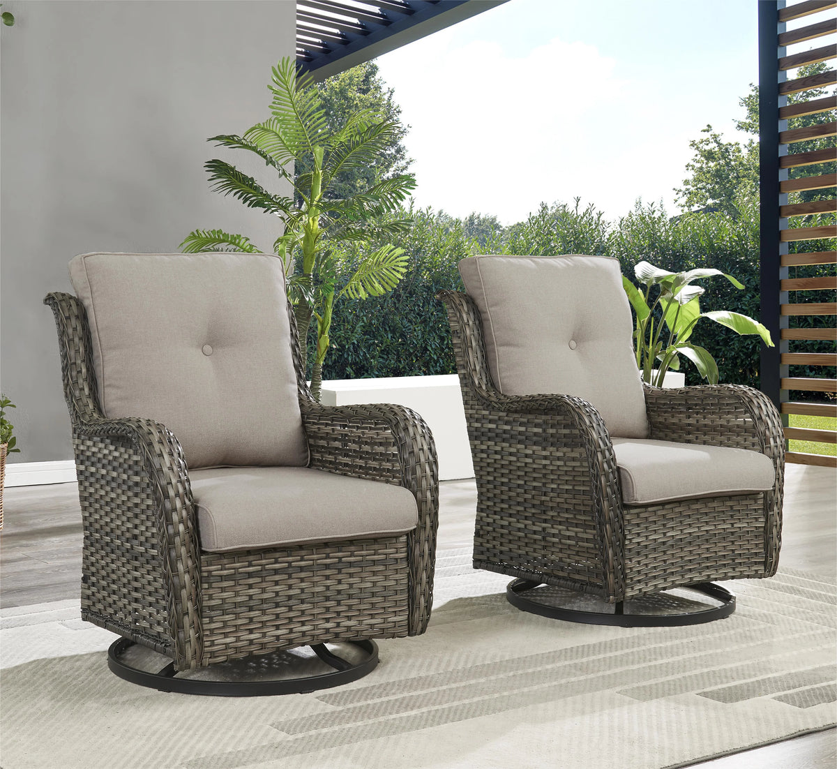 3-Piece Outdoor Swivel Gliders with Side Table V320