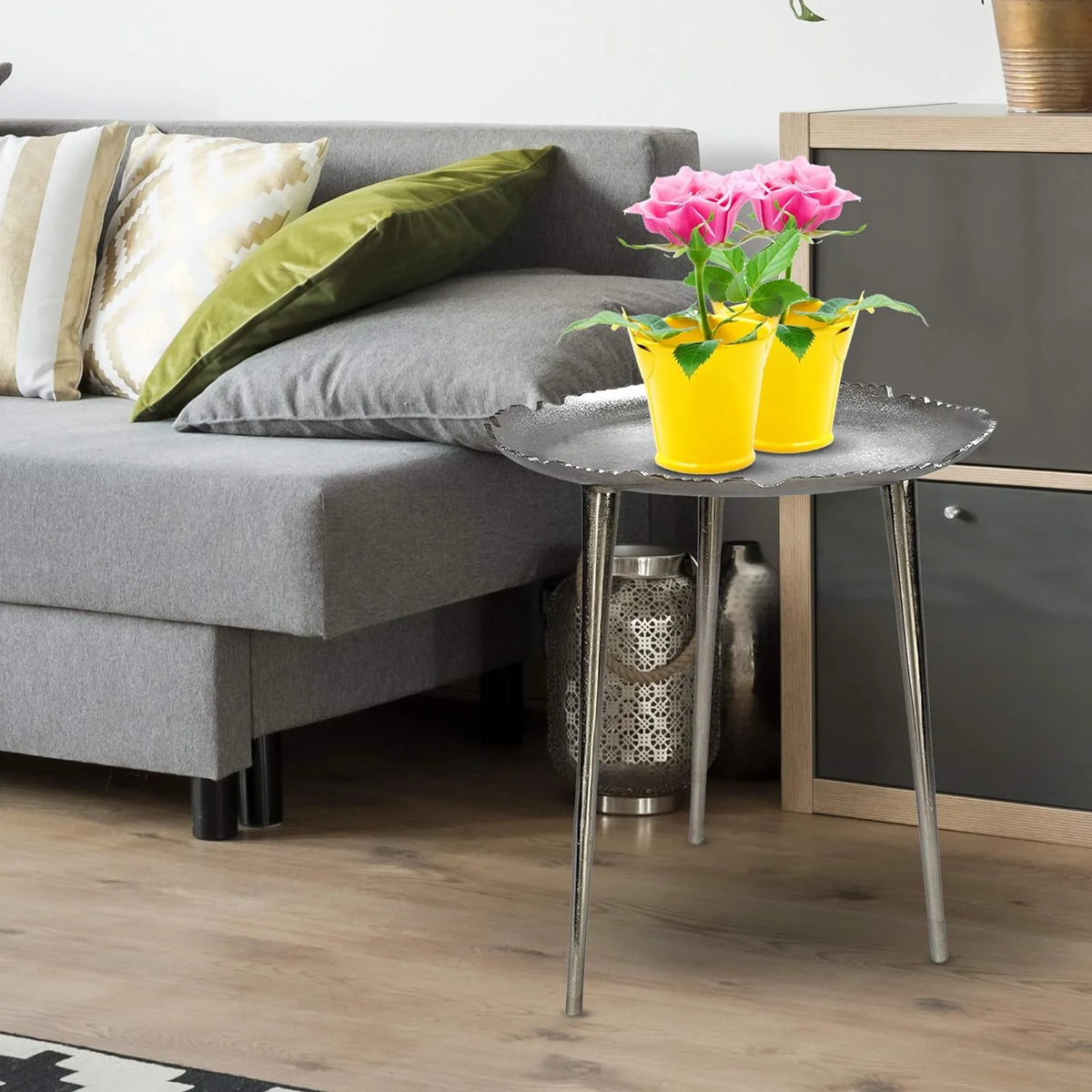 Aluminum Round Side Table, 19" Tall & 16" Diameter P295