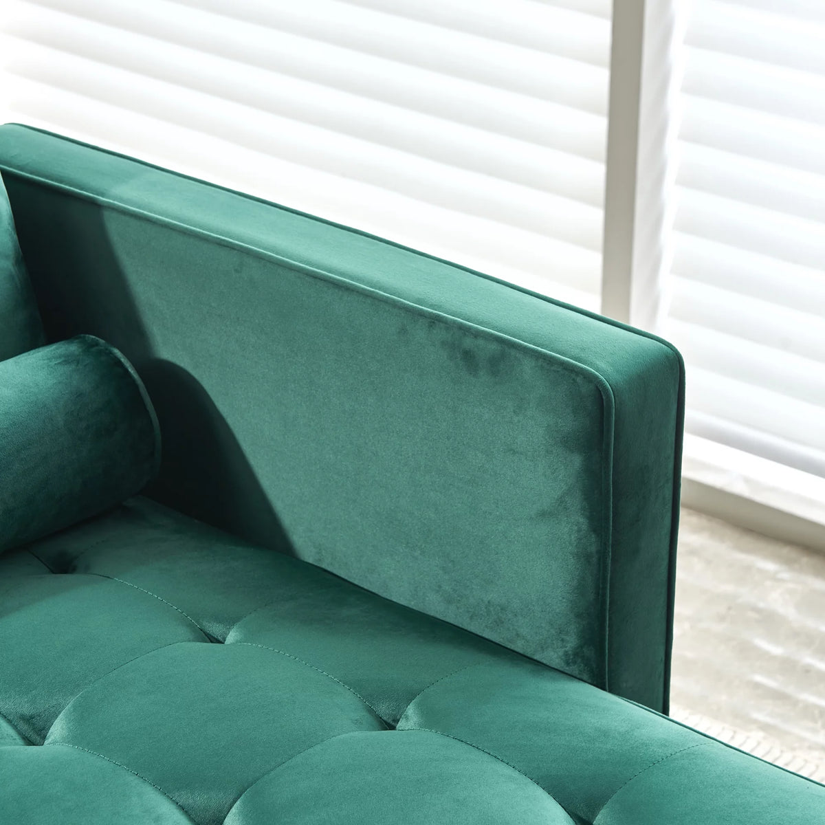 64" Green Velvet Chaise Q57607
