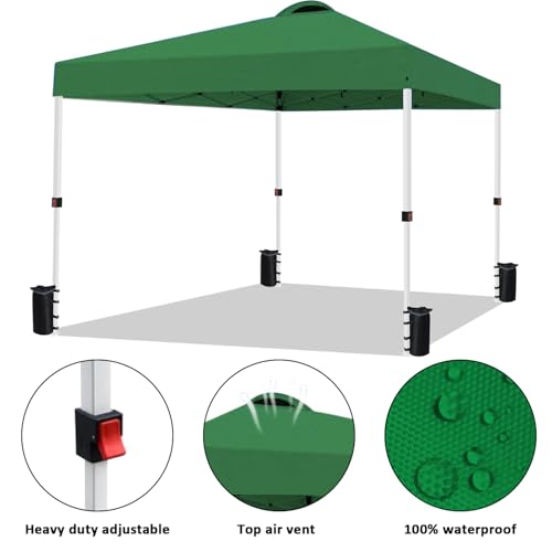 10x10 Pop Up Canopy Tent Waterproof with Wheeled Bag and 4 Sandbags Y3877