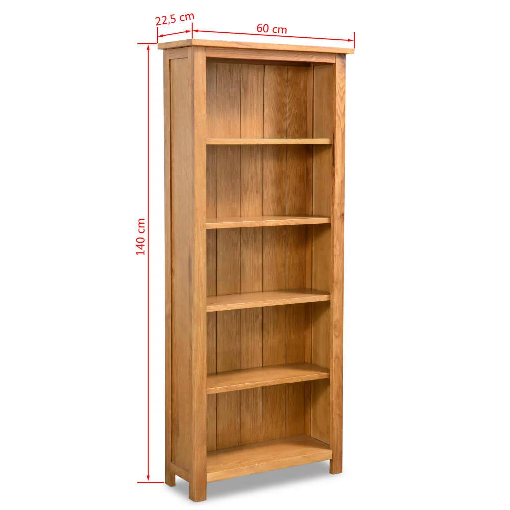 5-Tier Solid Oak Wood Bookcase M5617