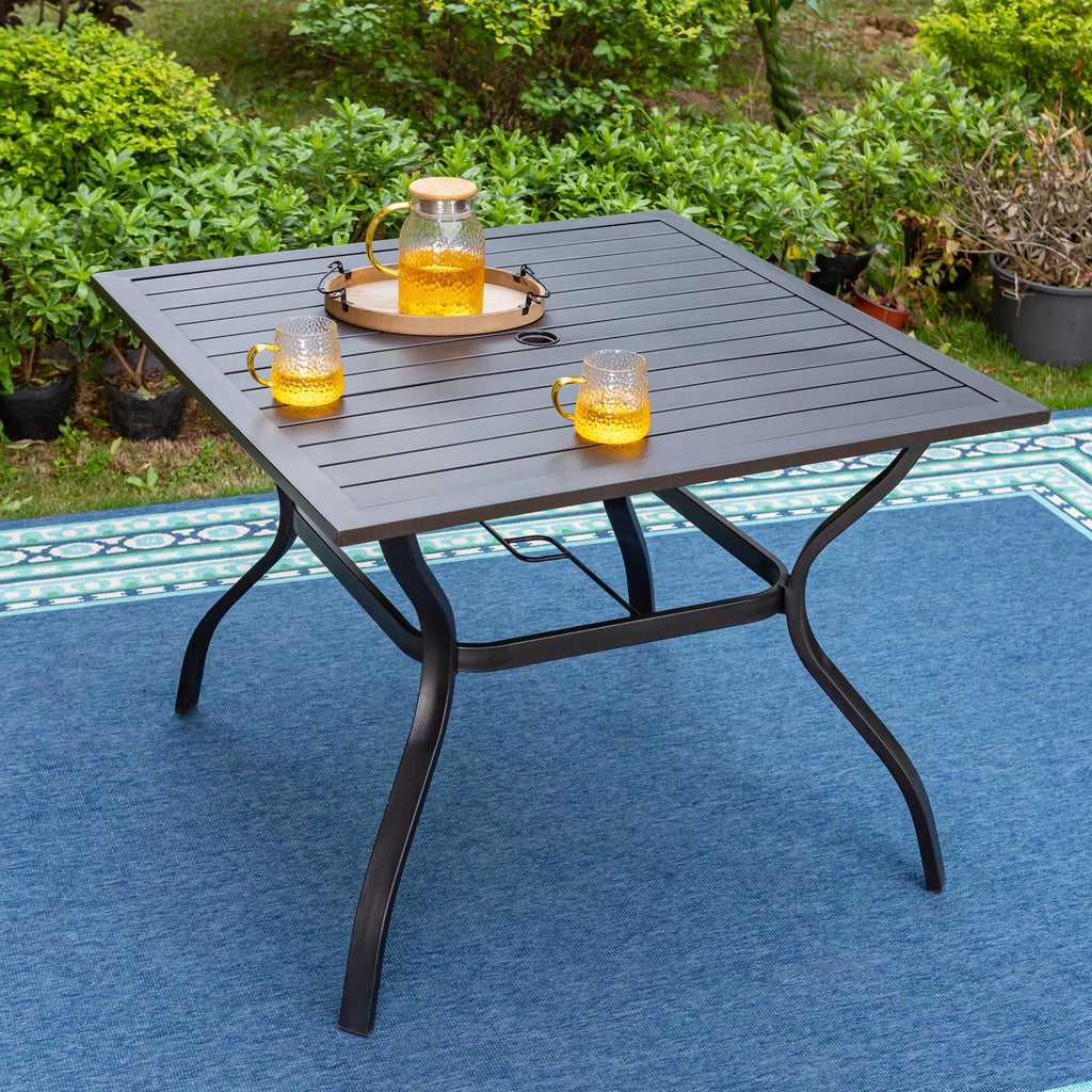 5-Piece Metal Outdoor Dining Set with Umbrella Hole O8093