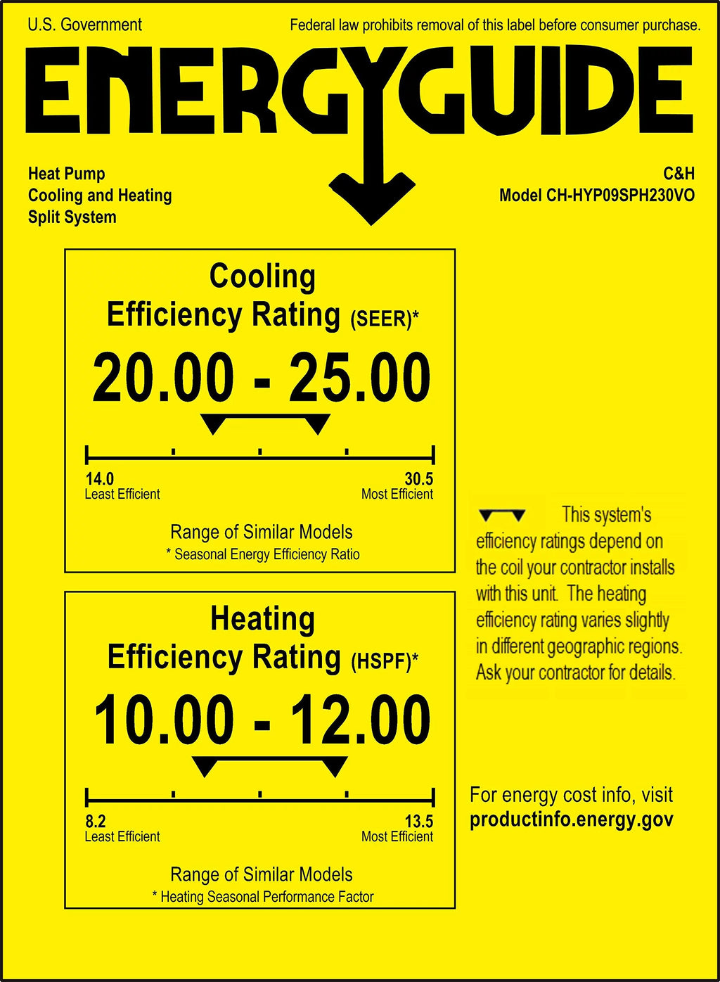 12000 BTU Ductless Mini Split Air Conditioner Heat Pump H419