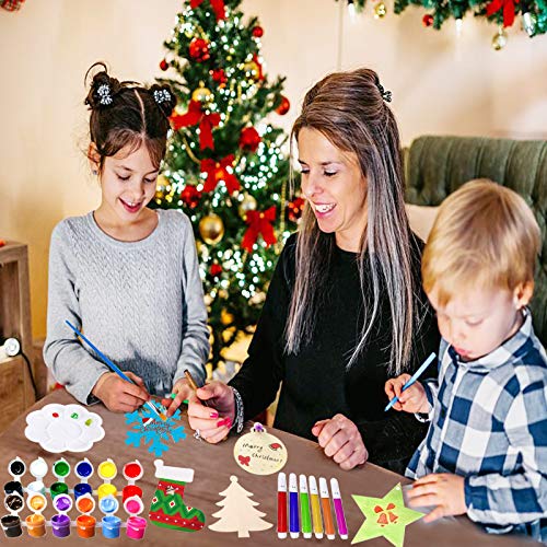 50Pcs Unfinished Wooden Christmas Ornaments 5 Styles Q607