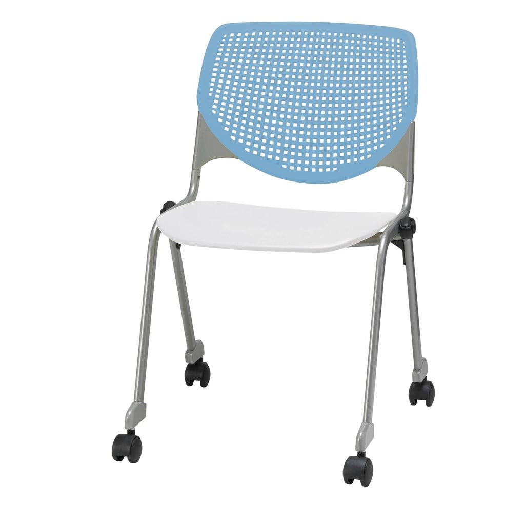 Sky Blue Stack Chair with Casters A726582