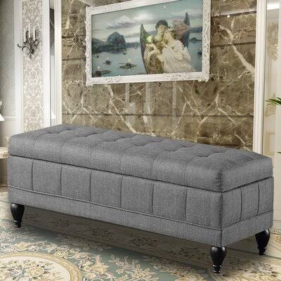 Gray Flip Top Storage Bench T489224