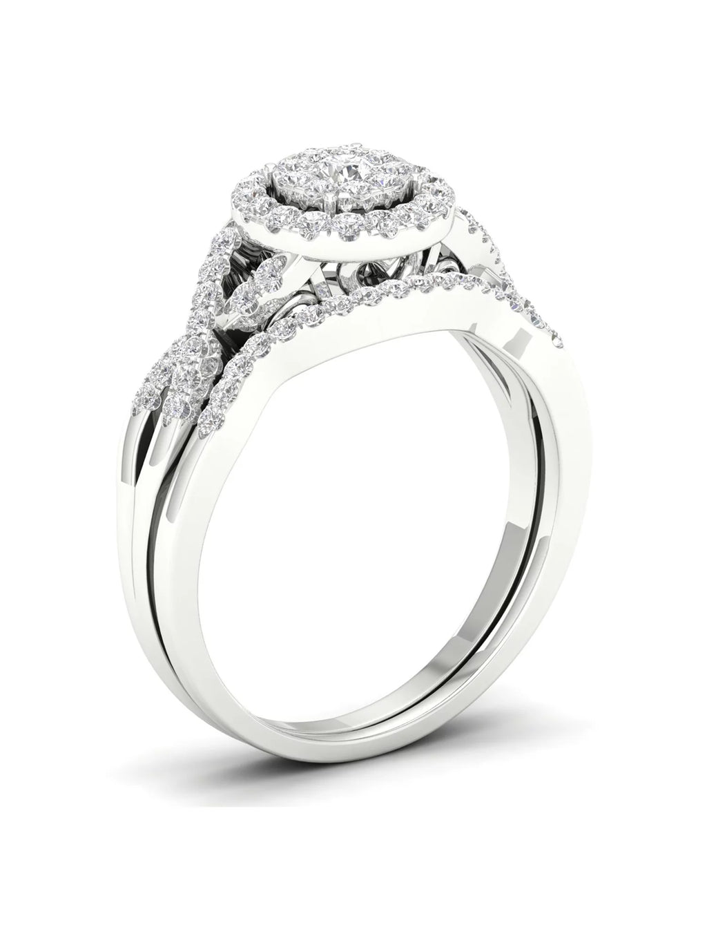 3/8Ct Diamond 10k White Gold Bridal Ring Set N92881