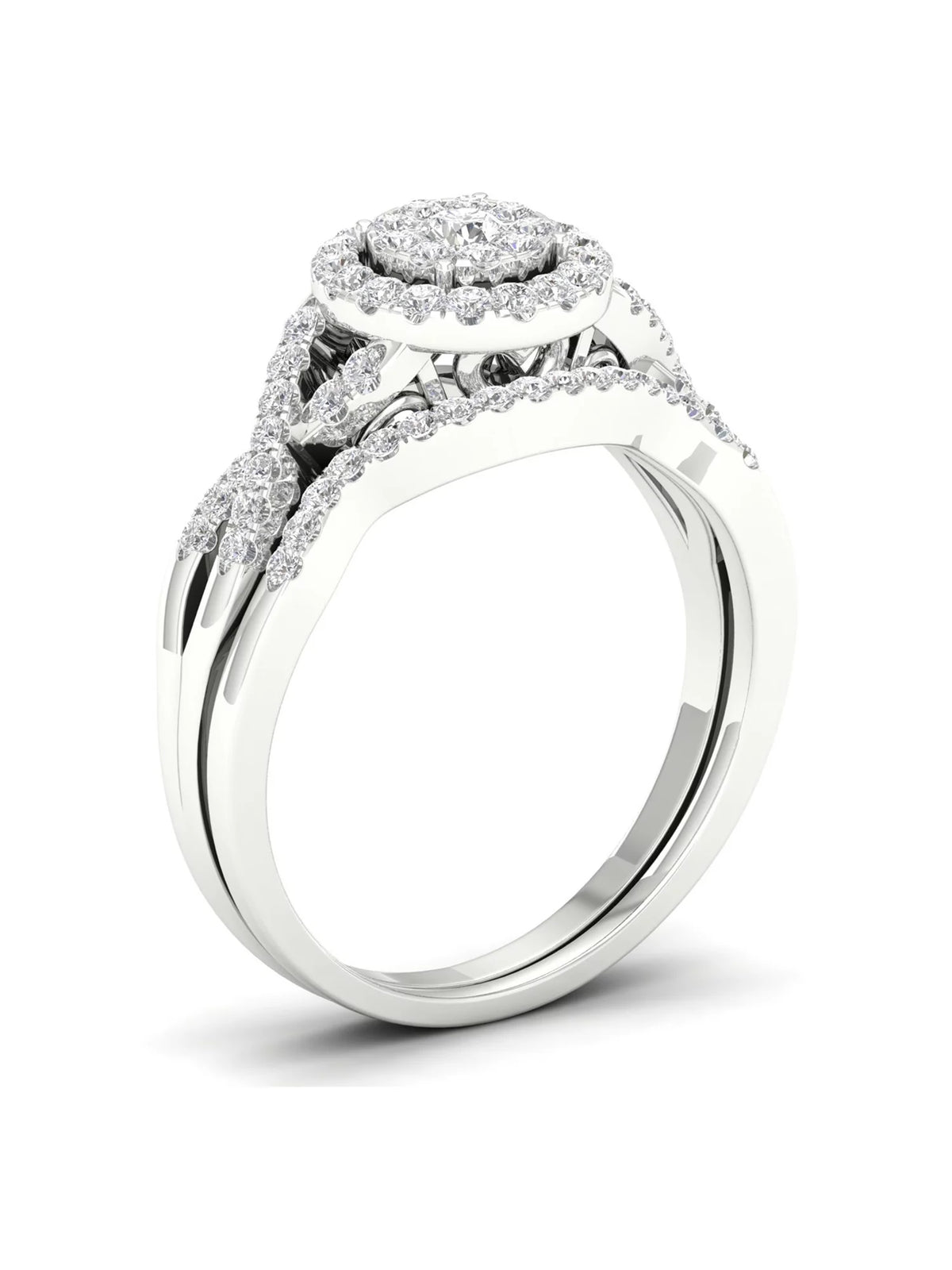 3/8Ct Diamond 10k White Gold Bridal Ring Set N92881