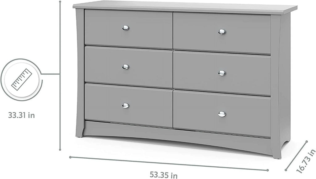 White 6 Drawer Double Dresser S809