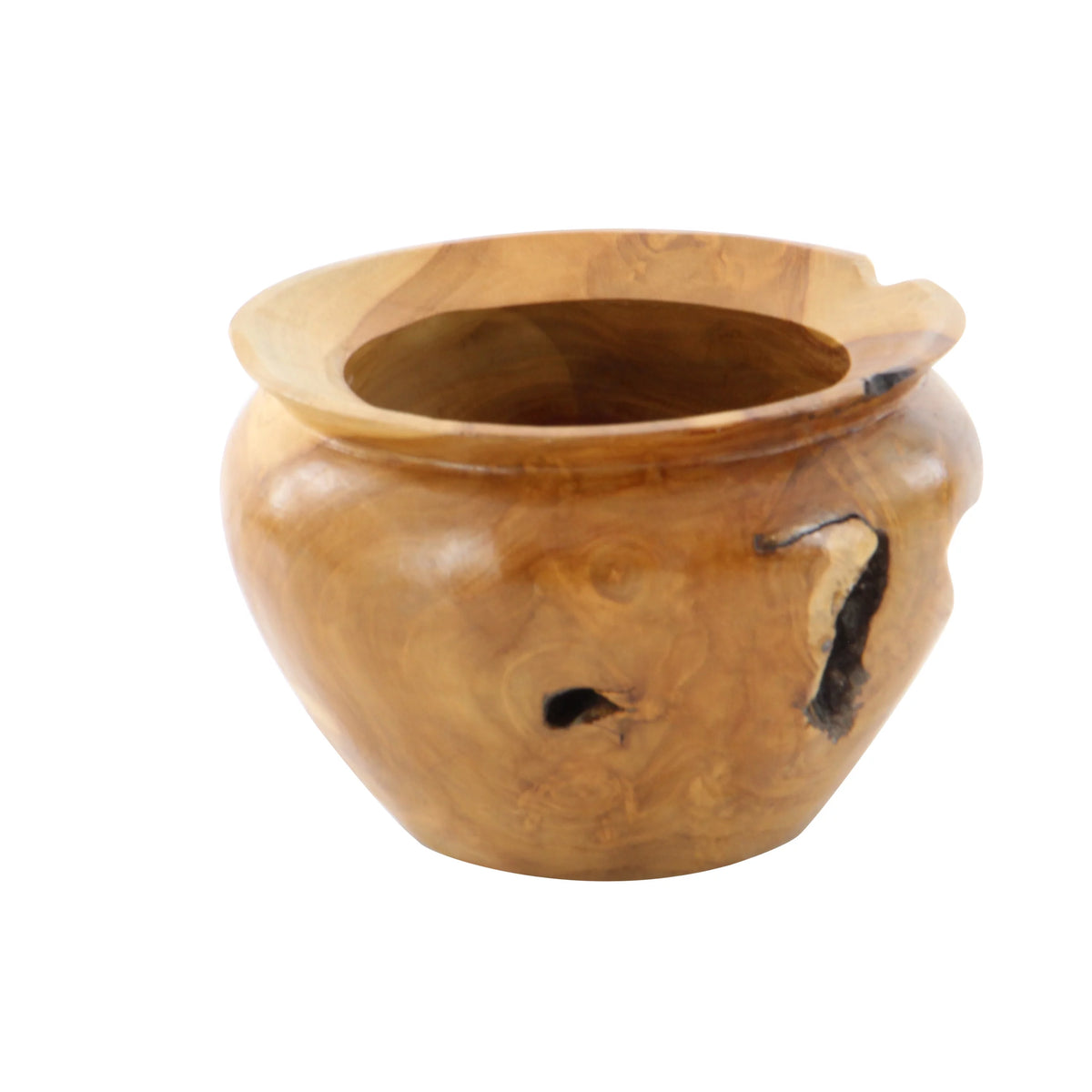 9" Handmade Round Brown Teak Wood Decorative Bowl G5104