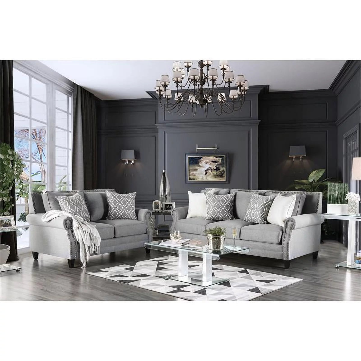 Gray 2-Piece Fabric Sofa Set A443