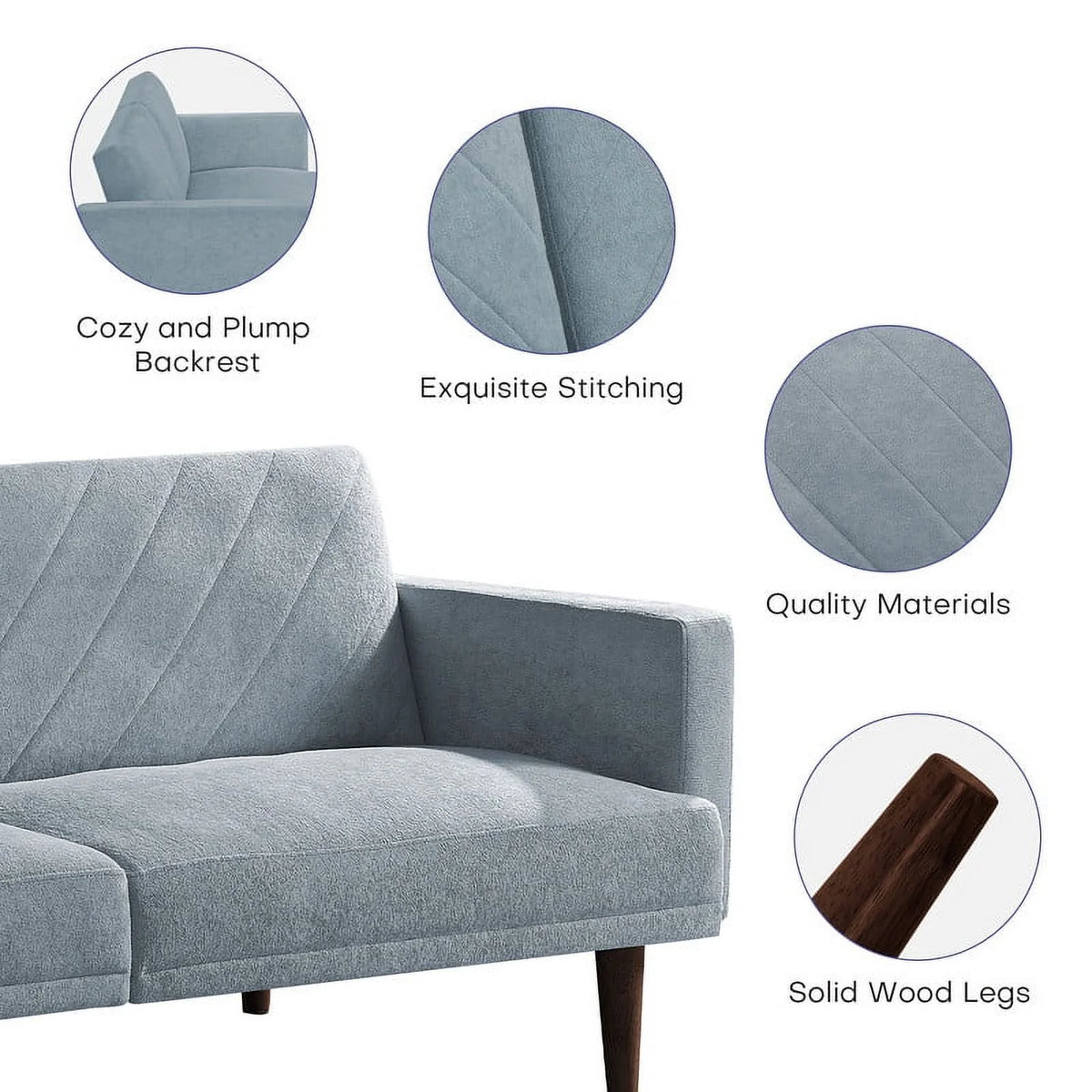 Blue Convertible Futon Sofa Bed S561413