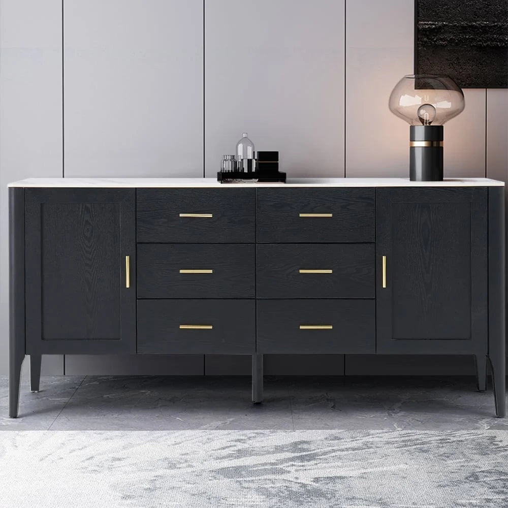 Black Sideboard Buffet with Sintered Stone Top U835