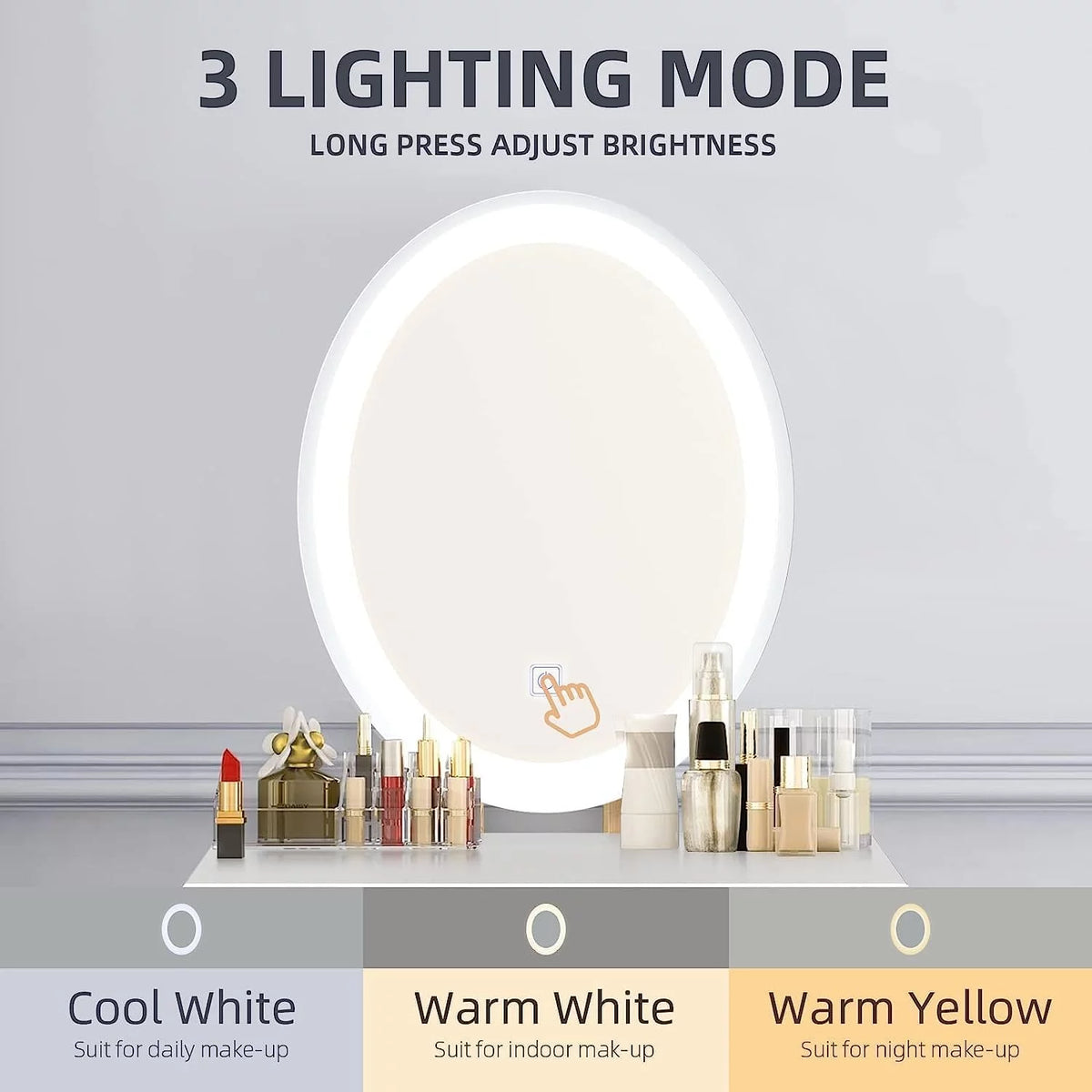 31.5'' Makeup Vanity Desk with Oval Mirror and Stool U9377