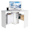 Corner Computer Desk with Storage Shelf White P26145