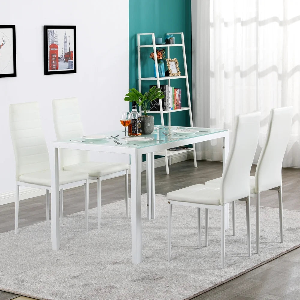 Glass Dining Table with 4 Metal Legs K456