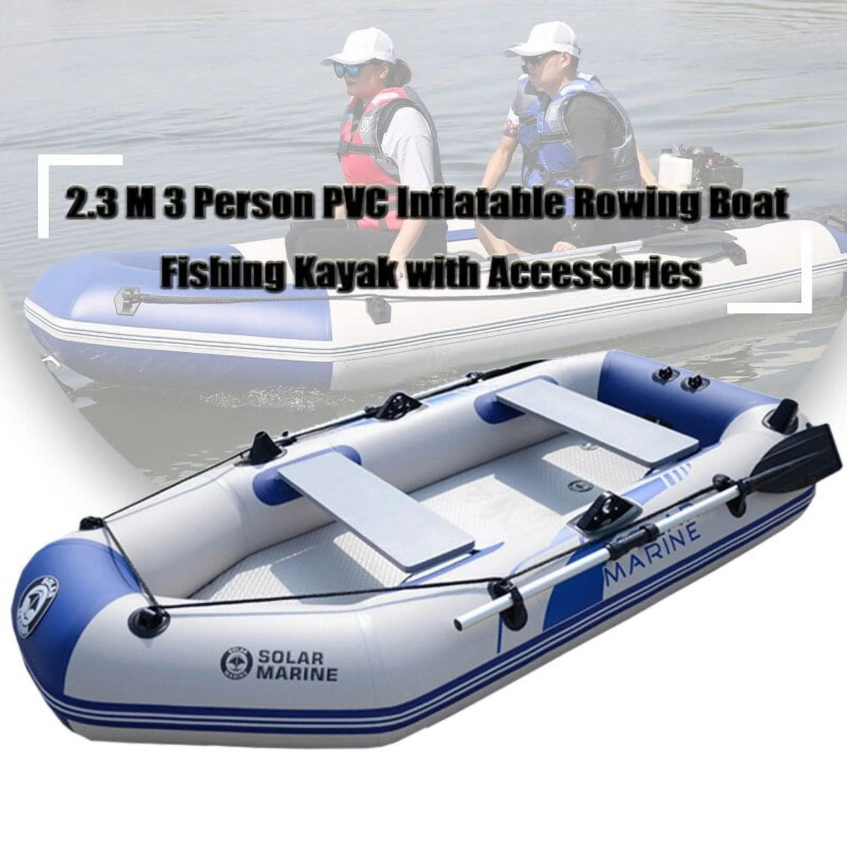 2.3m PVC Inflatable Rowing Boat with Oars and Pump O238688