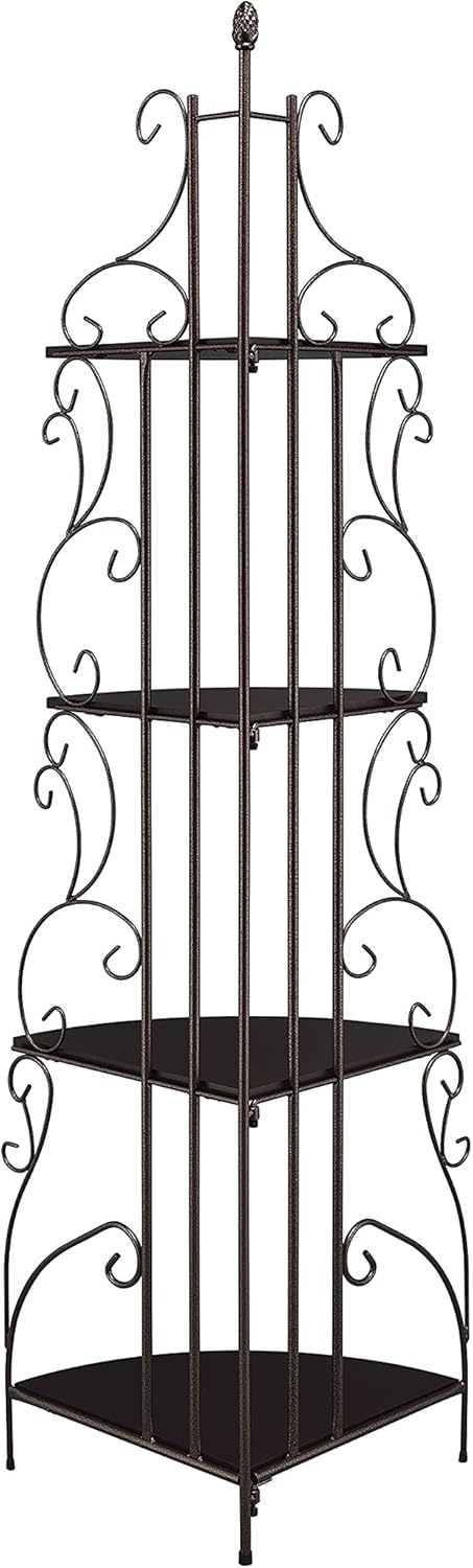 4-Shelf Corner Bookcase Cappuccino and Copper Y427