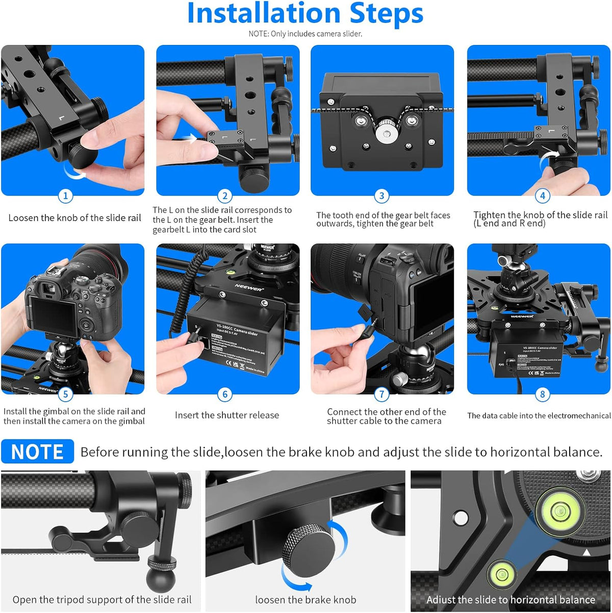 Motorized Camera Slider Carbon Fiber Dolly Rail with Remote Controller C486355