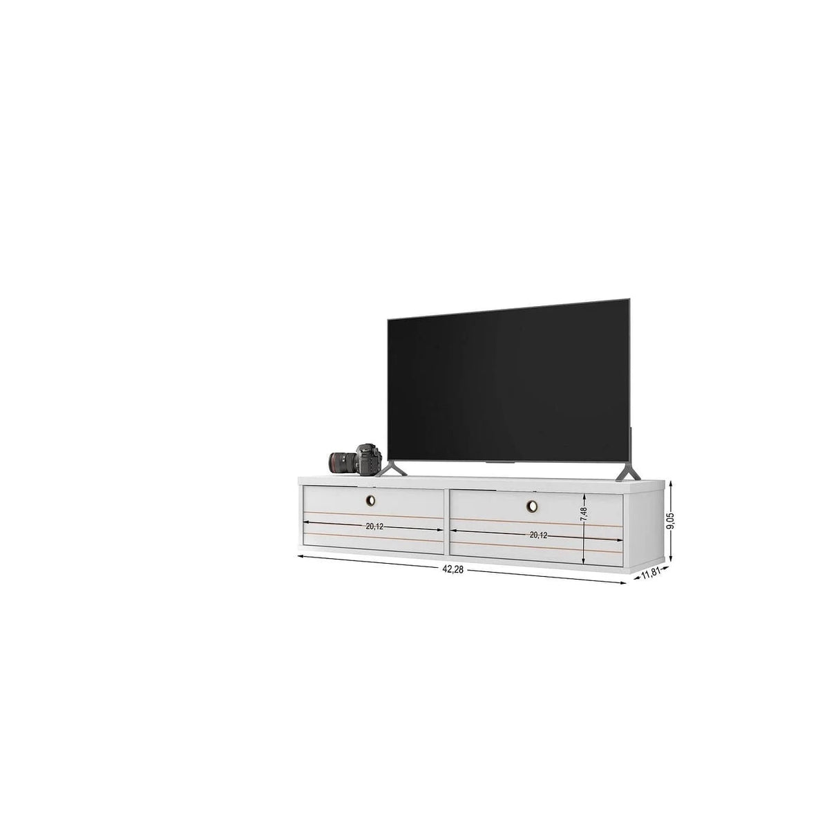 White 2 Shelf Floating Office Desk P972