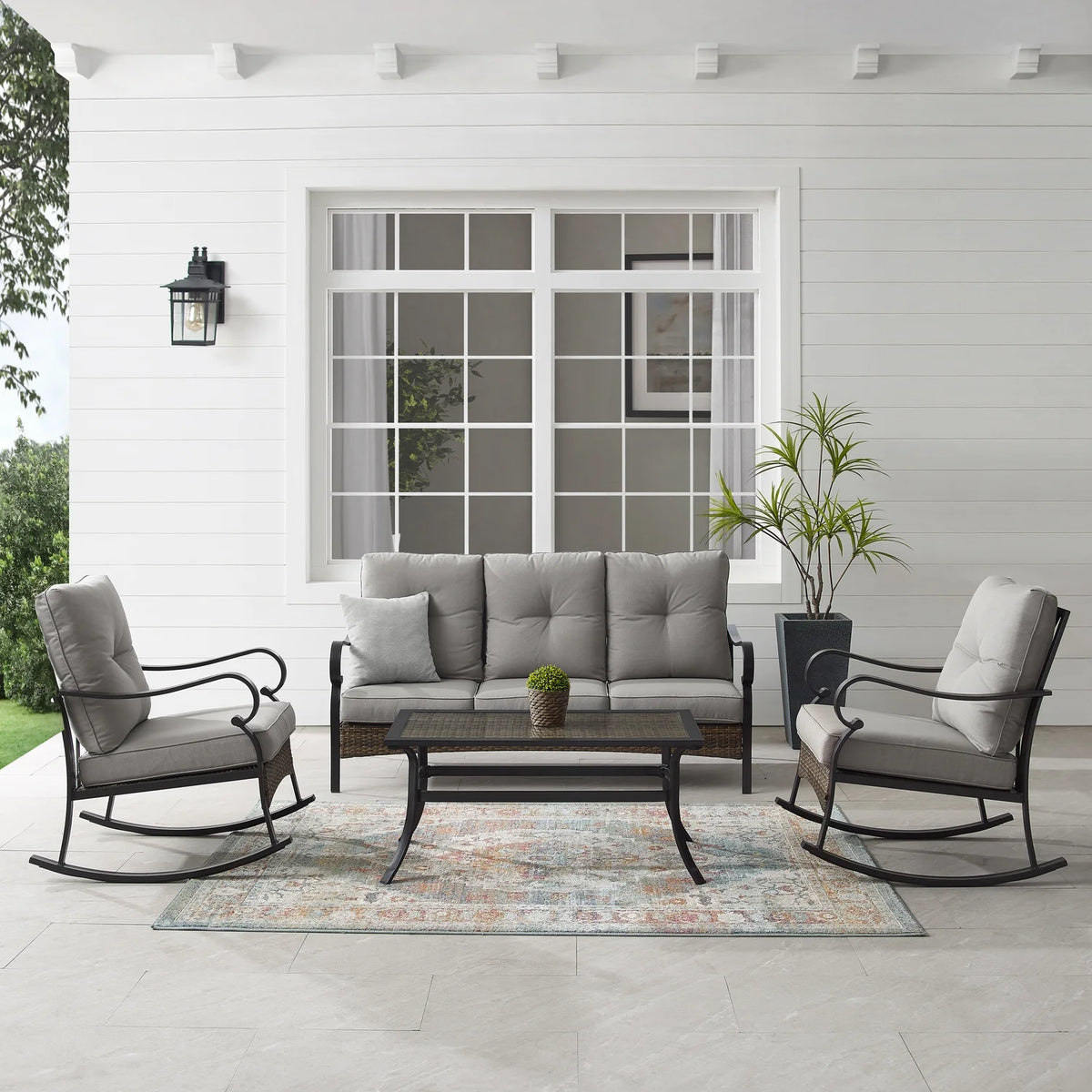 4Pc Metal And Wicker Sofa Set A355