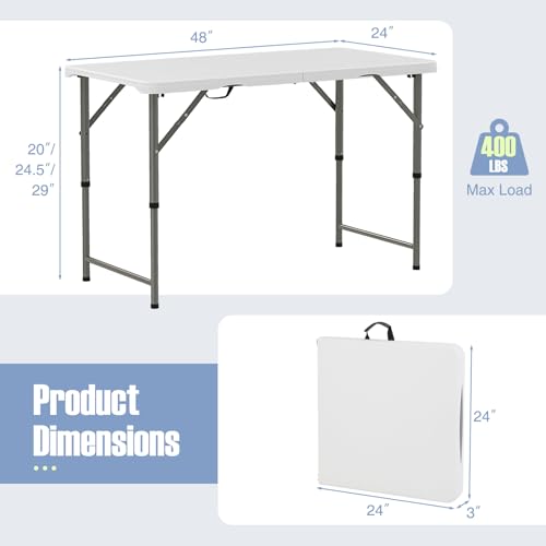 Portable 4 Foot Plastic Folding Table D537580