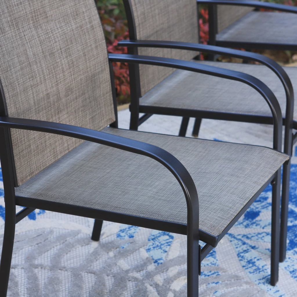 Set of 4 Outdoor Patio Dining Chairs Steel Textilene J70100