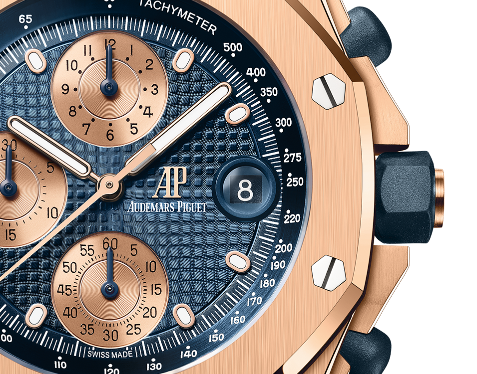 Pink Gold Blue Dial Chronograph 42mm Q430