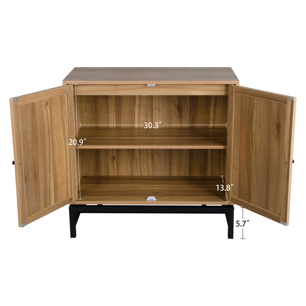 Rattan Storage Cabinet with 2 Doors and 1 Adjustable Shelf P4034