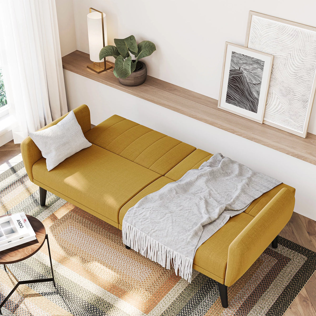 Convertible Sofa Bed Yellow W602