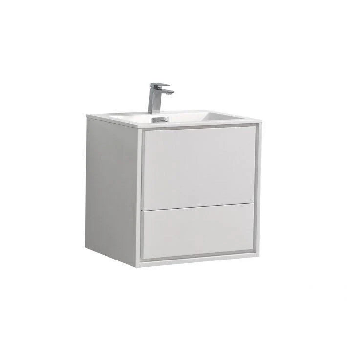 24 in. Wall Mount High Glossy White Bathroom Vanity P1401
