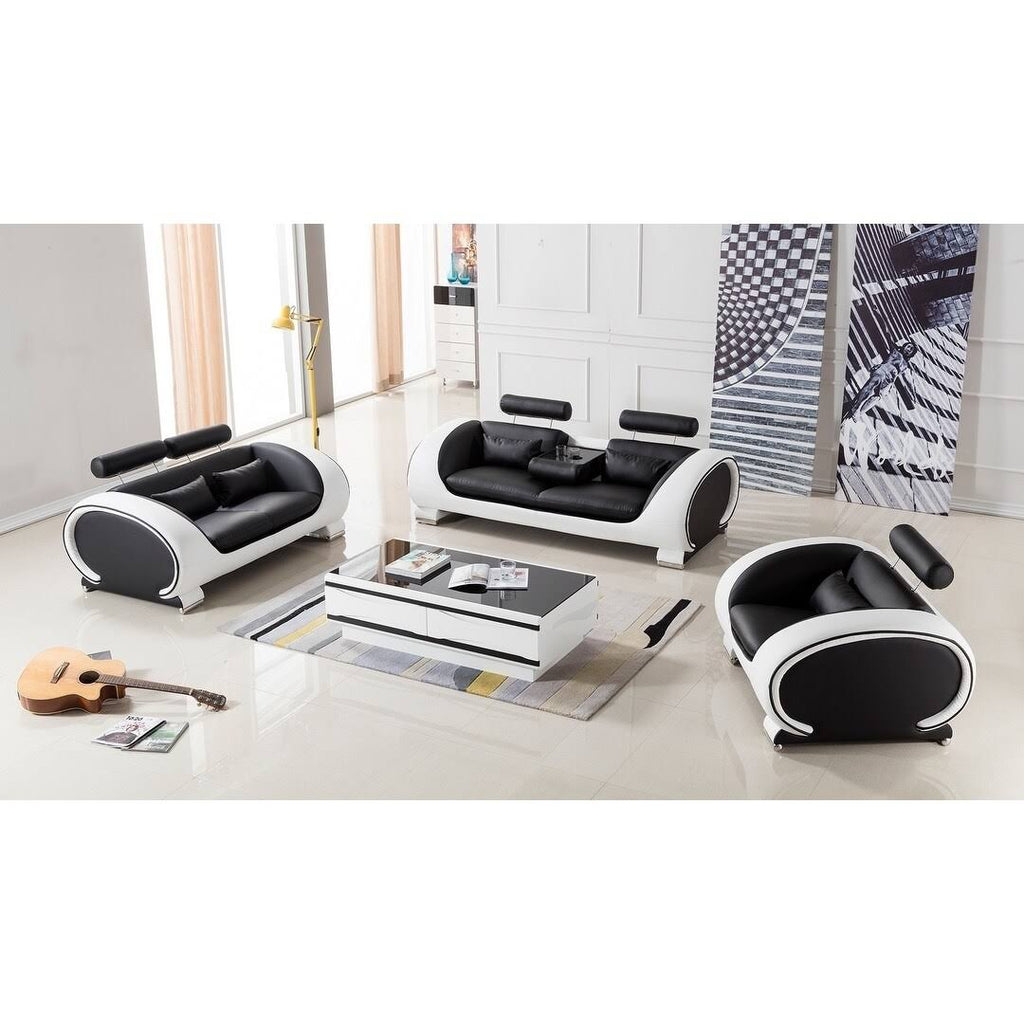 Black and White Bonded Leather Loveseat I149176