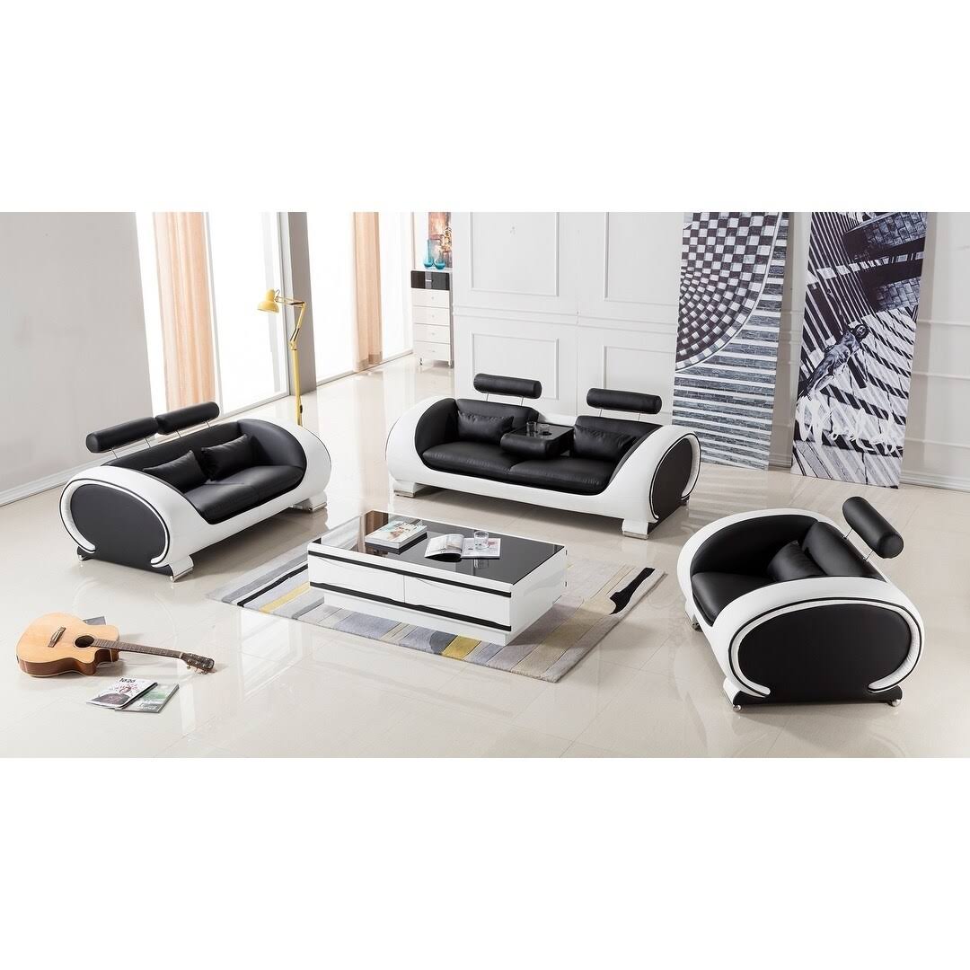 Black and White Bonded Leather Loveseat I149176