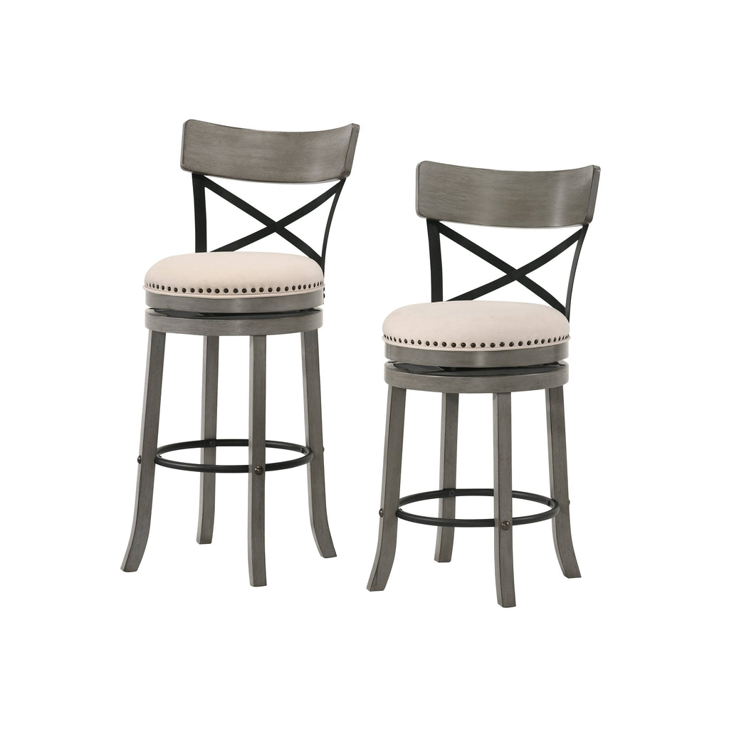 Light Grey Swivel Barstools Set of 2 M758